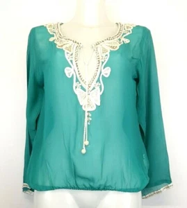 H36) Camicia sexy lusso Gooshwa London G29 Lagoon ricamo seta taglia M nuova 139€ - Foto 1 di 4