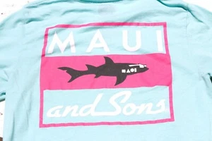 Maui & Sons T-Sirt S Girls or Youth Aqua Pink Logo Tee Short Sleeve - Picture 1 of 6