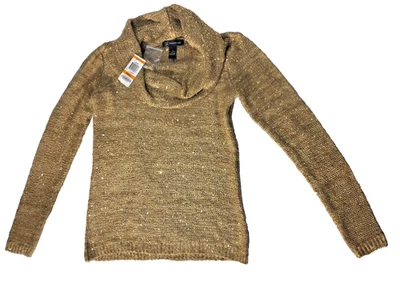 Suéter Inc Oro Lentejuelas Capucha Cuello Secuencia Talla S Foto 1 de 3