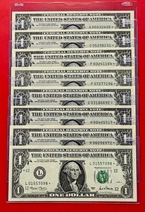 2001 $1 DOLLAR 8 NOTE DISTRICT STAR SET (A -C-F-F-G-H-K-L ) UNCIRCULATED - Picture 1 of 5
