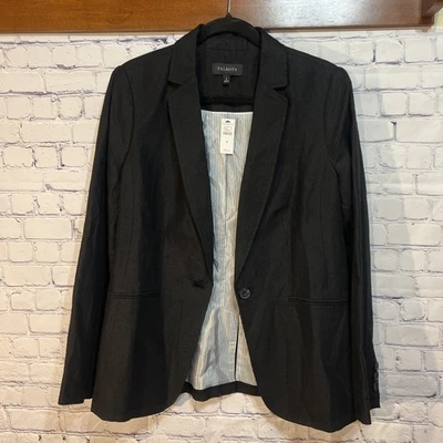 NUEVA Chaqueta Blazer Talbots Lino Talla 8 Negra Para Mujer’sClásica Old Money Preppy Foto 1 de 4