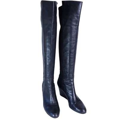 Botas de cuña STUART WEITZMAN 5050 Blaire negras sobre la rodilla para mujer 9,5 M Foto 1 de 4