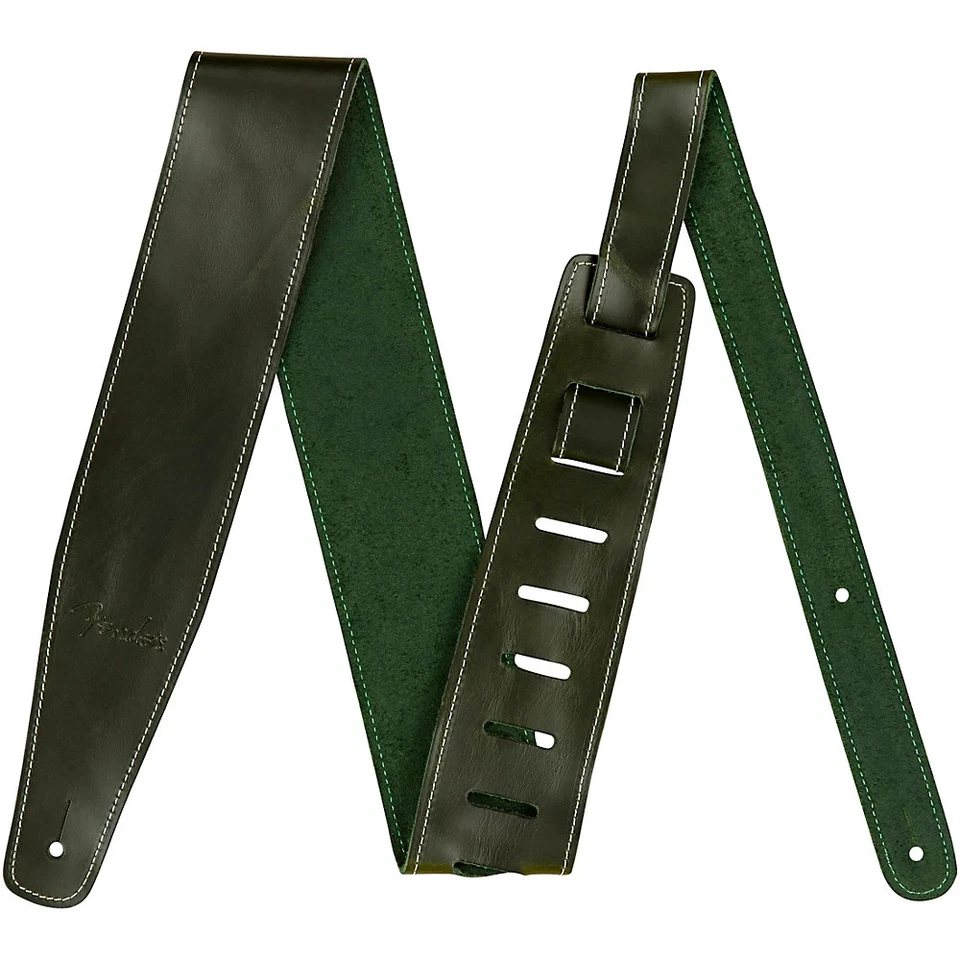 Fender 2 1/2 Inch Wide Broken-in Leather Strap Green MPN 0990641062