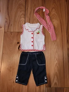 American Girl Mary Ellen’s Cherry Play Outfit weiße Bluse Denim Caprihose ohne Schuhe - Bild 1 von 4