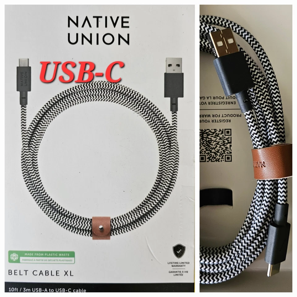 Native Union 10' USB Type C charging Cable for Samsung S23 S22 S21 iPhone 15 pro - Image 1 of 2