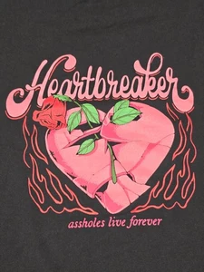 ASSHOLES*S LIVE FOREVER Heartbreaker T-Shirt Medium Black Heart Rose Love ALF - Picture 1 of 9