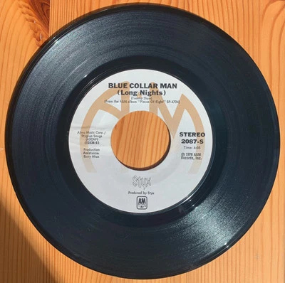 Styx Blue Collar Man/Super Stars 45 RPM 7” Vinyl Record & Original Sleeve A&M - Image 1 of 4