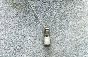 Sterling Silver, M.O.P. Rectangular Pendant Necklace - Picture 1 of 6