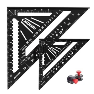 Arrow 2PCS 7" 12" Aluminum Alloy Carpenter Square Set Rafter Square Layout Tools - Picture 1 of 9