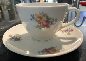 Vtg. Syracuse China Restaurant Ware Tea Cup and Saucer Flowers, Roses EUC - Picture 1 of 12