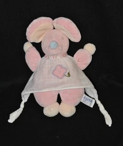 Peluche doudou souris rose AJENA robe lange blanc fleur brodée 24 cm TTBE - Picture 1 of 1