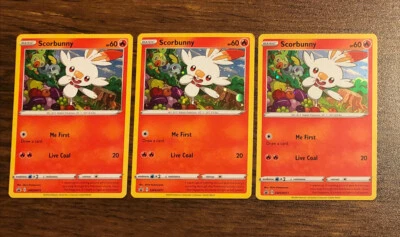 3x Scorbunny SWSH071 Black Star Promo Sword and Shield Holo Pokemon Cards - Image 1 of 4