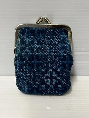 De Colección Tapiz Galés Lana Azul Diseño Geométrico Monedero Boho Retro *ENVÍO GRATUITO* Foto 1 de 4