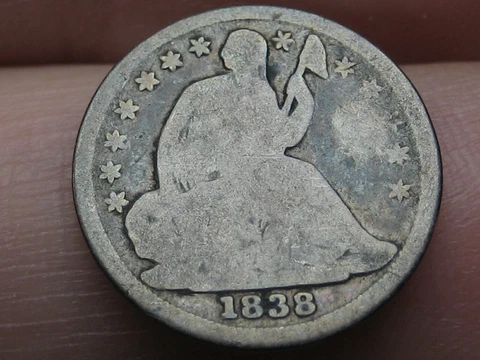 1838 P Seated Liberty Half Dime- Large Stars, Good Details Cover