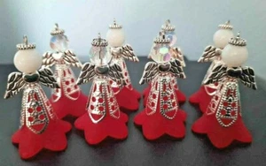 8x Angel Guardian Charm Pendant Xmas Decor Fairy Wings Strap Hang Silver White - Picture 1 of 6