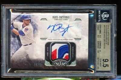 2016 TOPPS TIER ONE KRIS BRYANT JERSEY PATCH BGS 9.5 10 AUTO 16/50 LOGO PATCH - Image 1 of 2