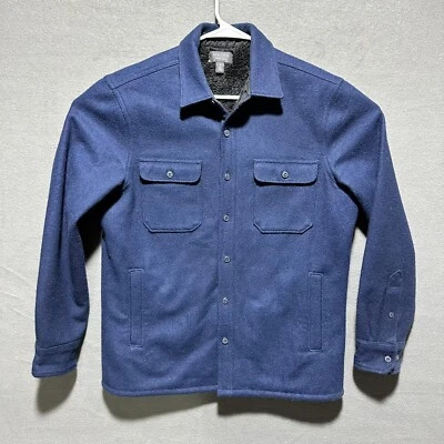 Nordstrom Men's Shop  Navy Wool Blend Button Up Heavy Shirt Jacket M - Image 1 of 4