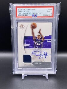 2005-06 SP AUTHENTIC STEVE NASH GAME-USED WARM UP RELIC AUTO /100 POP 2