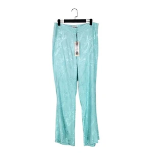 River Island Turquoise Marble Print Jacquard Flared Trousers - Size 14 NEW - Picture 1 of 17