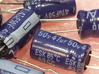 ARCOTRONICS 20x 47uF 50V 85° Elko, Condensatore Elettrolitico, 47μF Condensatore NOS 6,3x11mm