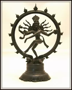 Dynamic! "Bronze Shiva from India" Black Patina (8" H x 6" W) Intricate Detail - Picture 1 of 7