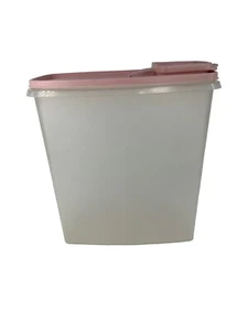 VTG Tupperware Clear With Pink Lid Container Rectangle Shape 4qts or 16cups - Picture 1 of 9