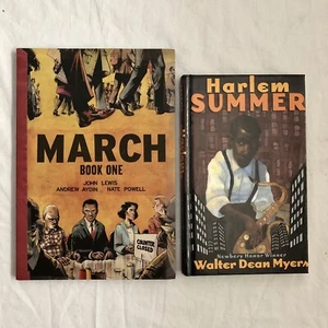 Young Adult Book Lot Black History Novels March & Harlem Summer African American - Picture 1 of 4