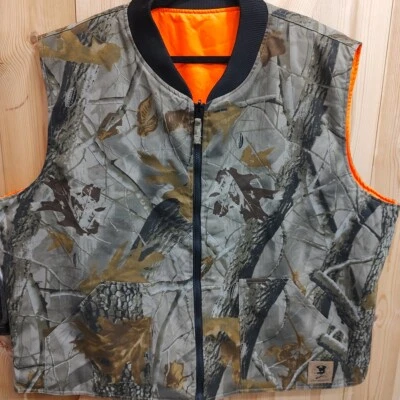 Reversible Camo Orange Real Tree Hardwoods Hunting Vest Sz XL North American - Image 1 of 4