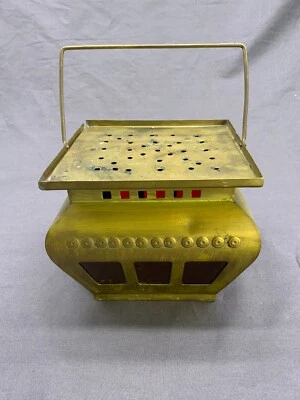 RECHAUD BRENN UNTERSATZ KUPFER MIT ROTEM GLAS 13x13cm - Bild 1 von 4