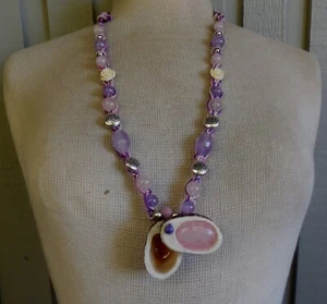 Secret Stash Rose Quartz Antler Pill Box Hemp Necklace Stone Beads Adjustable - Picture 1 of 12