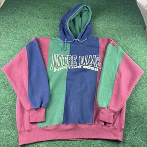 Felpa con cappuccio vintage anni 90 Crable Sportswear Notre Dame blocco colore irlandese taglia XL - Foto 1 di 9