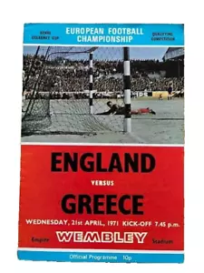 England v Greece programme - European Championship Qualifier 1971 - Picture 1 of 2