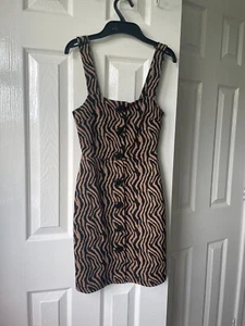 River Island tan zebra print mini dress, size 4 petite - Picture 1 of 4