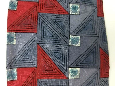 Enrico Coveri 领带男式多色几何 100% 真丝美国制造全新 — 第 1/3 张图片