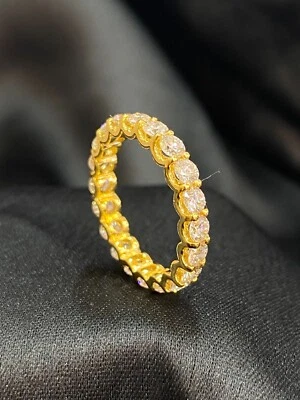 Pave 2,40 Cts F/VS1 Ronde Brillante Diamants Éternité Band Bague In 18K Or jaune - Photo 1/4
