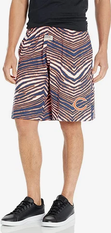 Zubaz Chicago Bears NFL Men's Classic Zebra Print Shorts with Team Logo Cover