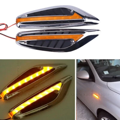1Pair Steering Light Fender Lamp Blade Shape Car LED Side Lights Marker Signal - Image 1 of 4