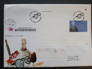 Portugal True Braille Language Embossed Souvenir Sheet Stamp Registered FDC 2009 - Picture 1 of 3