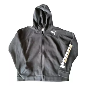 Puma Fleece Hoodie Size M black track jacket active Athleisure casual Unisex Top - Picture 1 of 9