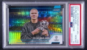 2021-22 TOPPS STAD CLUB CHROME BLUE PRISM REF. ERLING HAALAND PSA 10 LOW POP - Picture 1 of 2