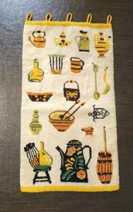 Large Vintage Retro Bohemian Macrame Wall Hanging 27" × 15" Yellow Kitchen Theme - Picture 1 of 16
