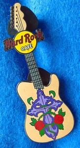 ONLINE TATTOO GUITAR PURPLE CROSS & RED ROSES Hard Rock Cafe PIN LE - Picture 1 of 1