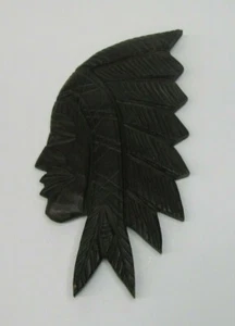 VTG Hand Carved Wood Profile Indian Chief Wall Art 13" - Picture 1 of 6