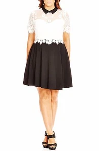 City Chic 'Innocent Layer' Lace Bodice Mock Two-Piece Dress (Size M = 18W)* - Picture 1 of 2