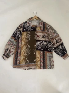 Talisman Tunik XL Patterned Blouse Top Bohemian Long Sleeve Button Down Shirt - Picture 1 of 13