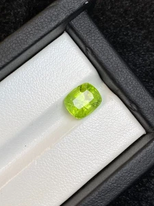 Natural Neon Green Peridot Cushion Cut Faceted Gemstone – Transparent - Picture 1 of 7