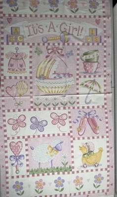 It's a Girl! quilt fabric by Moda 19045-11B brushed cotton panel - Image 1 of 4