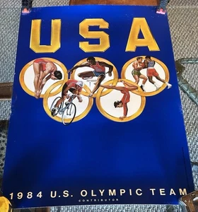 Póster de cartón colaborador del equipo olímpico de Estados Unidos 1984 20x27,5" mecha, Lacommare - Imagen 1 de 9