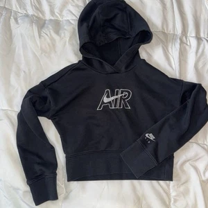 Nike Air Girl’s French Terry Crop Hoodie, Black, Sz S Or 8-10 Years Sweatshirt - Picture 1 of 8
