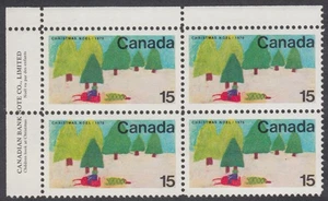Canada - #530  15c Christmas, Snowmobile and Trees Plate Block - MNH - Picture 1 of 2